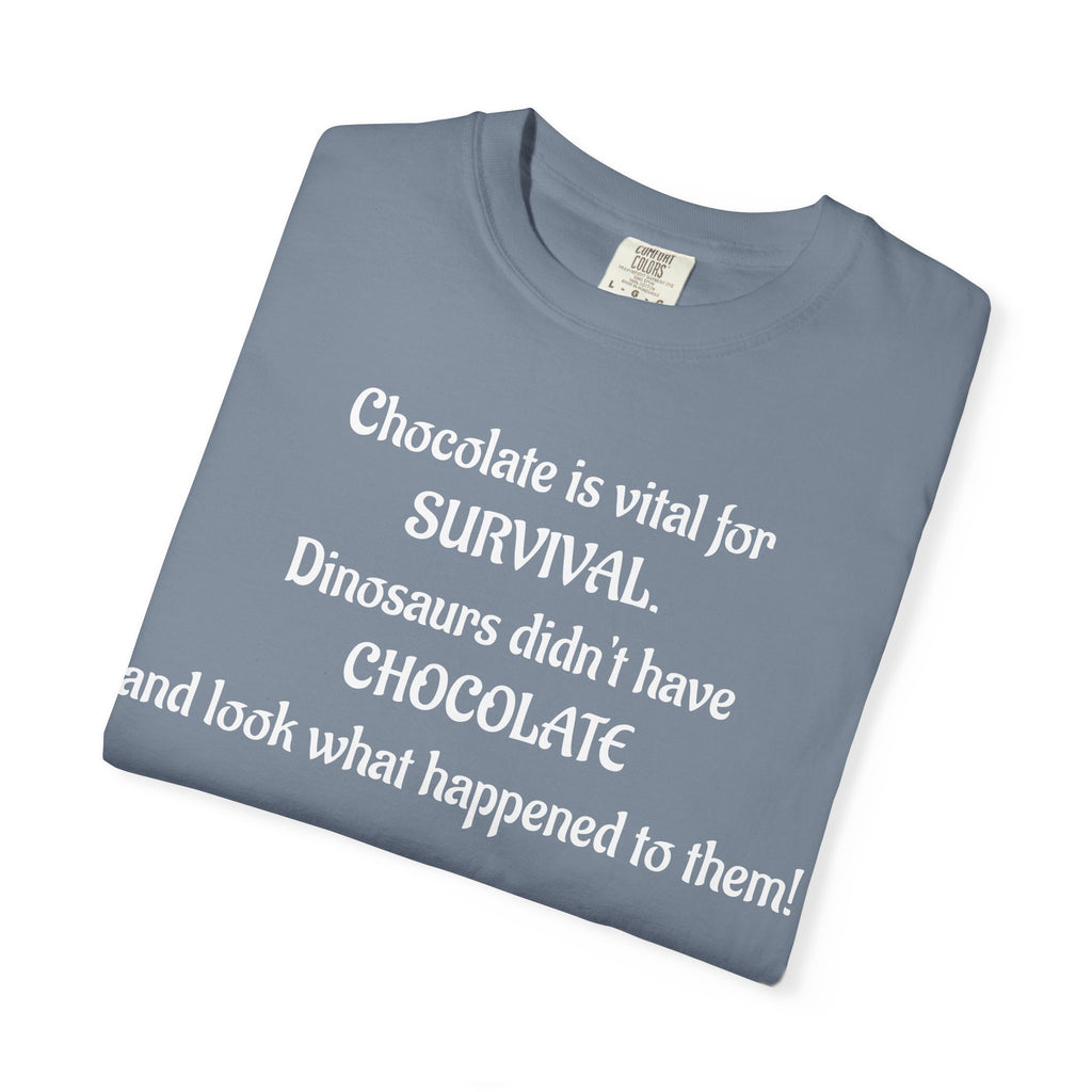 Chocolate Is Survival Dinosaur Humor T-Shirt