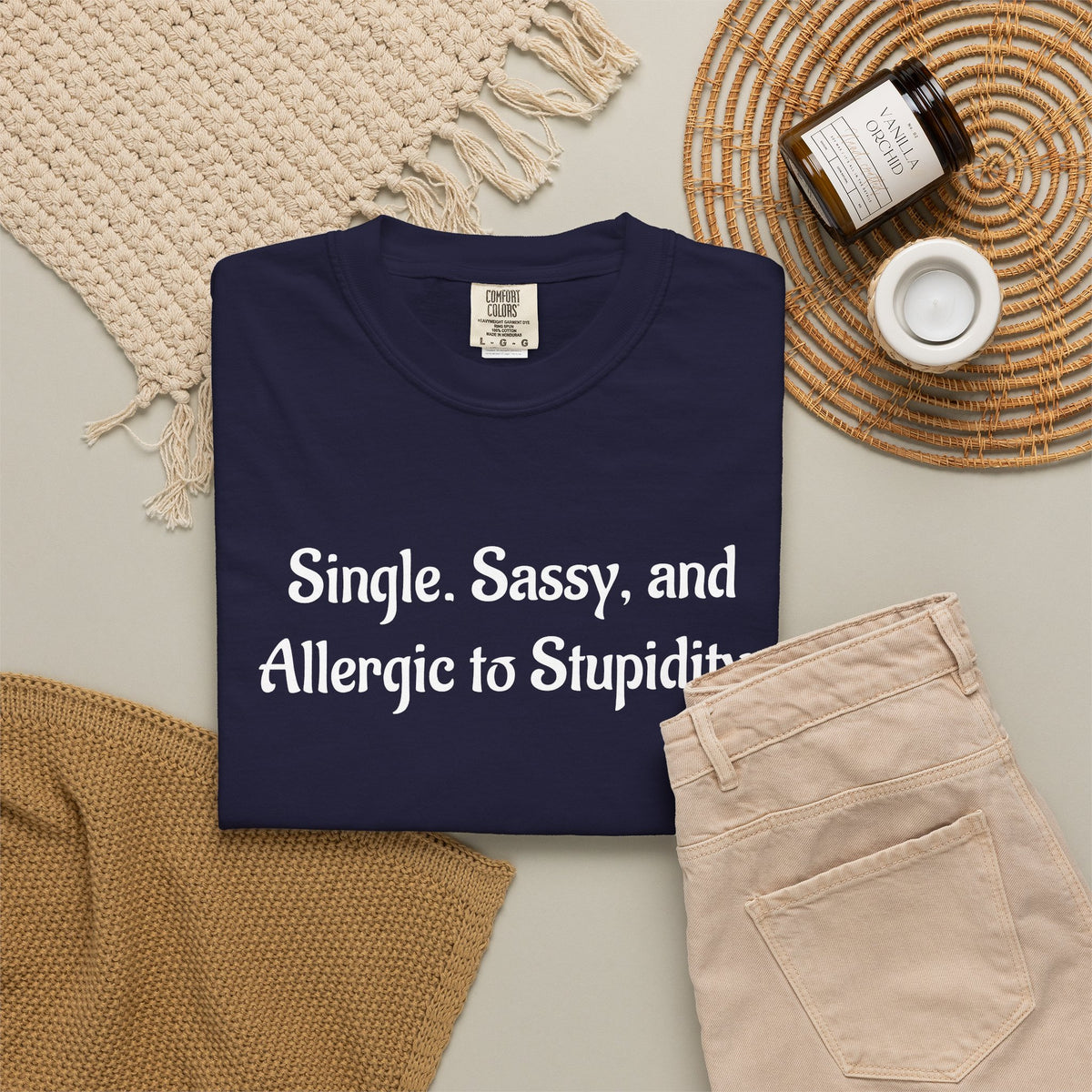 Single. Sassy. and Allergic to Stupidity. Graphic T-Shirt