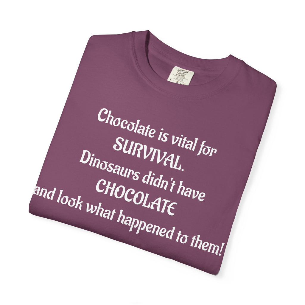 Chocolate Is Survival Dinosaur Humor T-Shirt