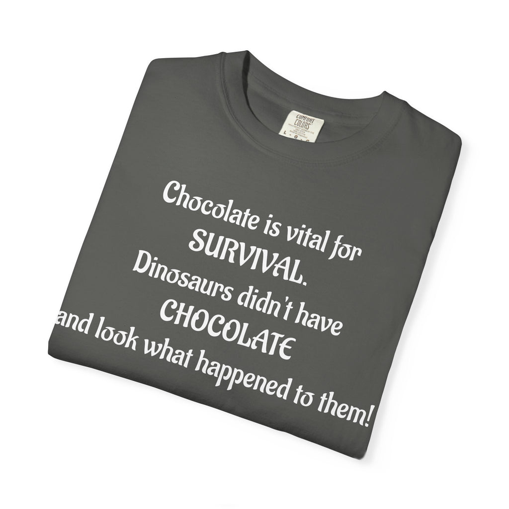 Chocolate Is Survival Dinosaur Humor T-Shirt