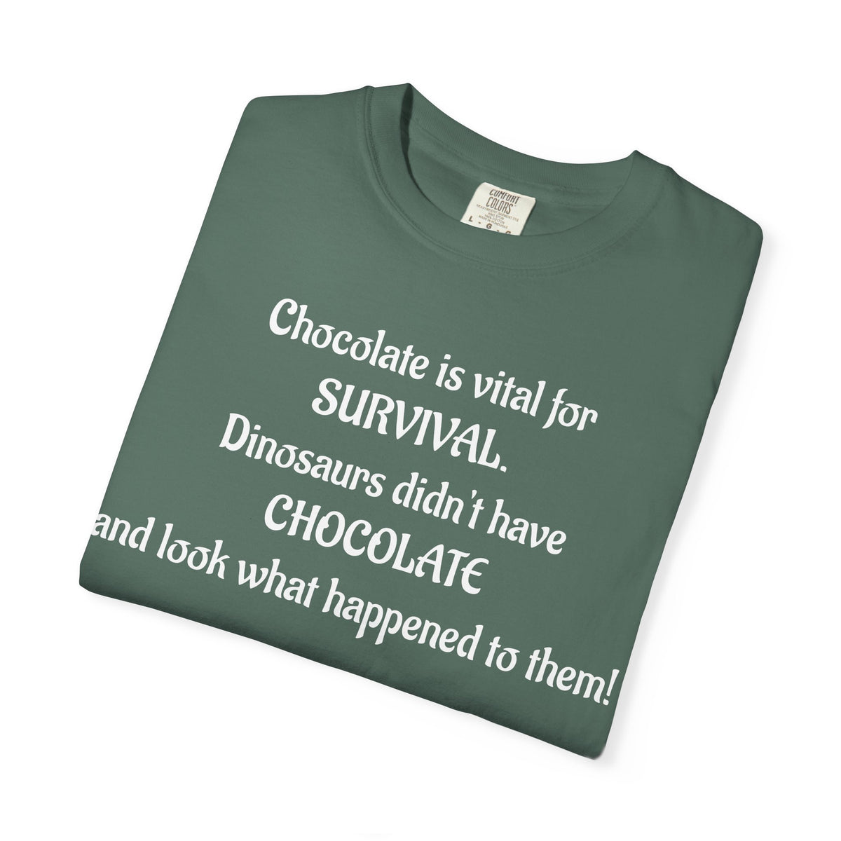 Chocolate Is Survival Dinosaur Humor T-Shirt